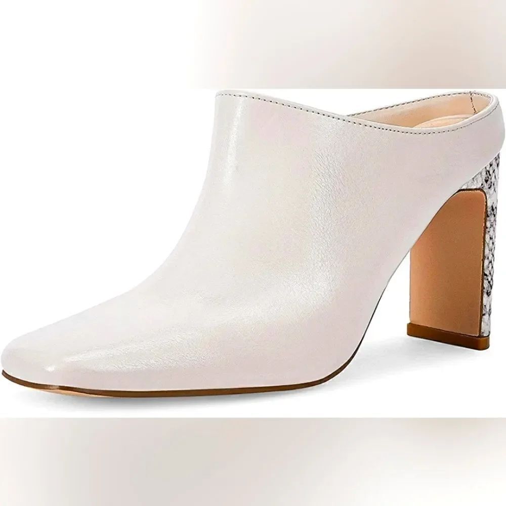 (65-1820) Coutgo Womens Square Toe Mules Slip On Snakeskin Sz 5.5